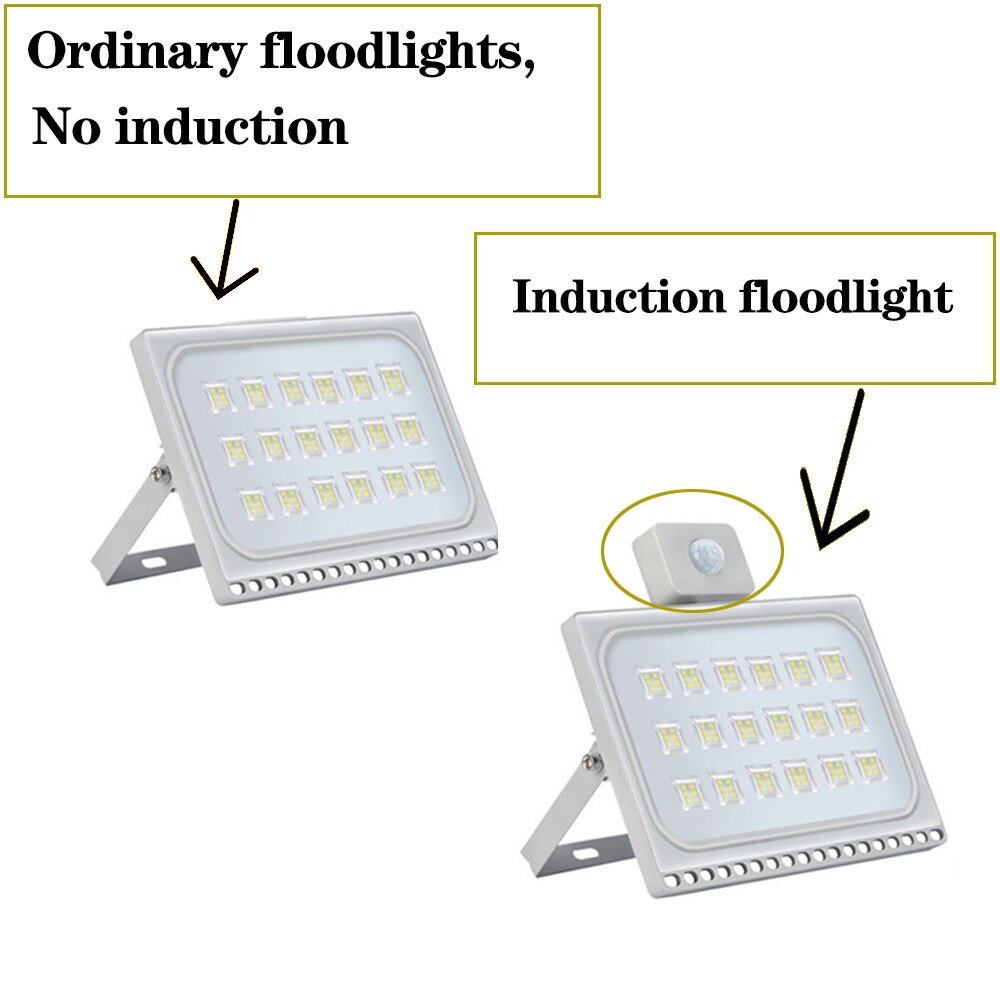 AC 220V LED Spotlight 10W 20W 30W 50W 100W Outdoor IP65 Waterproof Ultrathin Sensor LED Flood Light Garden Street Security Light