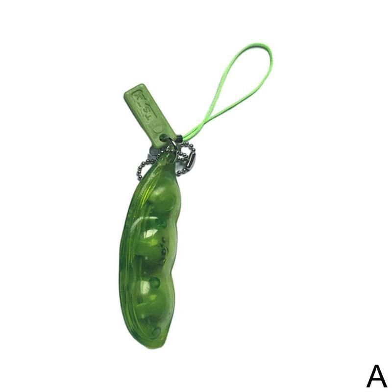 Linzen-erwtenkleur fidget toy antistress knijp edamame stressverlichtend speelgoed sleutelhanger openrits bonen emotie fidget sleutelhanger: A