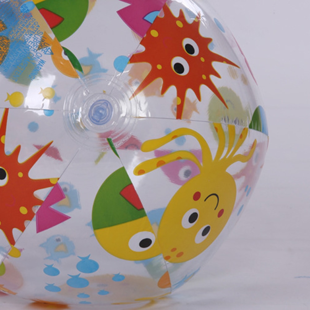 Sea Creature Lively Print Clear Beach Ball Inflatable Cute Colorful Beach Ball for Summer Pool Party Fun Games Activities