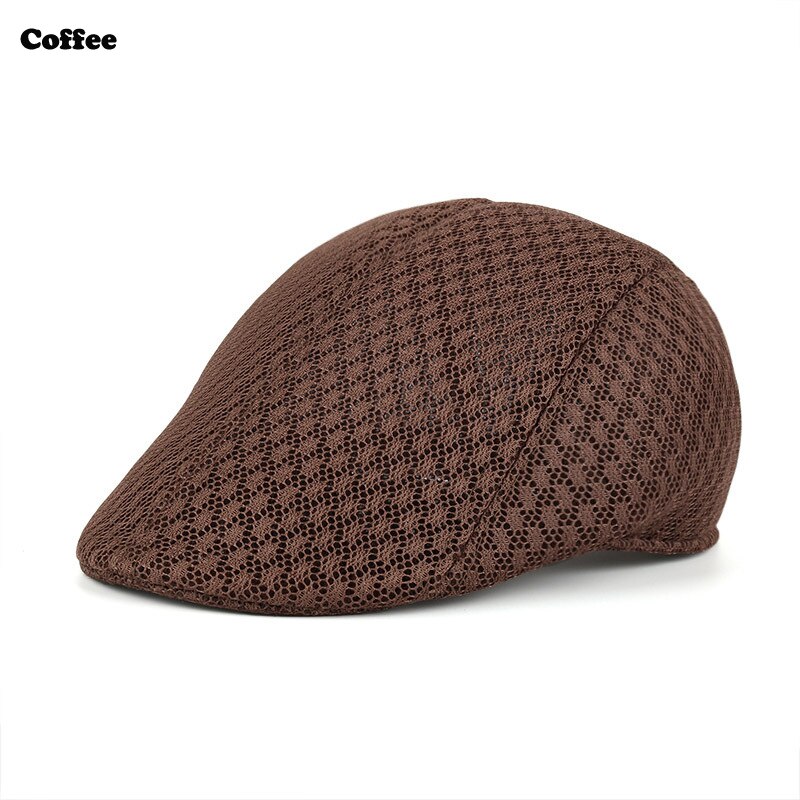 Outdoor Golf Beret Cap Flat Cap Casual British Style Peaked Cap Golf Hat Breathable Mesh Running Tourist Golf Hat For Men Women: Coffee