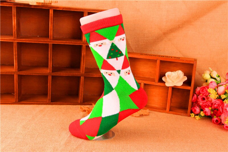 Colorido algodão feminino engraçado meias de natal floco de neve hip-hop feliz ano novo outono inverno papai noel neve elk presente meias: 10