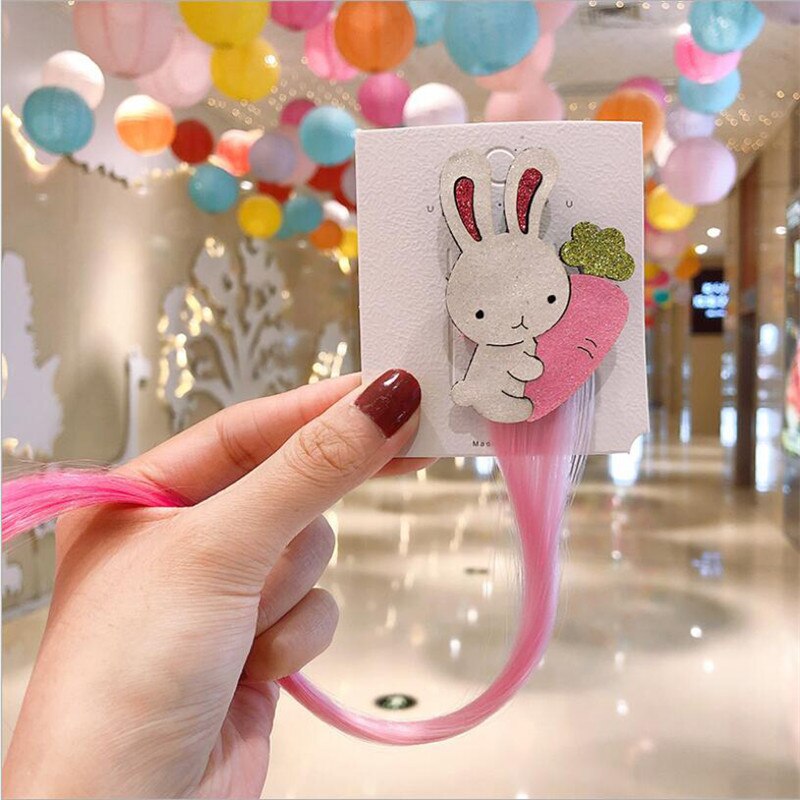 1pc meisjes regenboog wolk eenhoorn pruik haarspeldjes voor meisjes haar houder kinder haarspeldjes haarelastiekjes meisjes haaraccessoires: Konijn