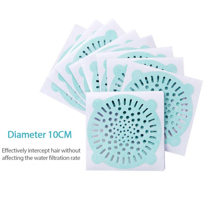 10 pc/Lot jetable filtre à cheveux passoire autocollant salle de bain douche Drain couverture Net cheveux bouchons et Catchers produits de salle de bain