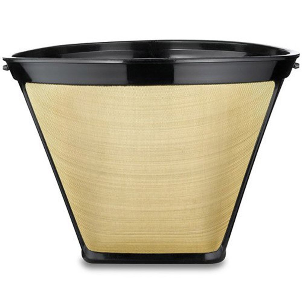 Reusable Coffee Filter 10-12 Cup Permanent Cone-Style Coffee Maker 1634 Machine Filter Gold Mesh With Handle Cafe Coffees Tool