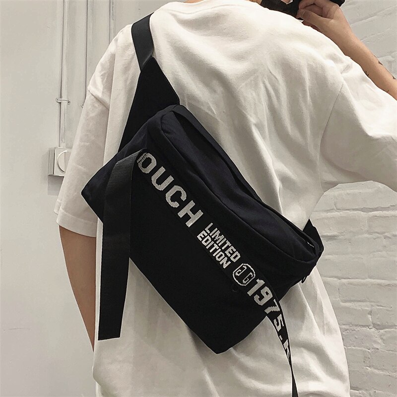 Marca original casal saco de peito moda grande capacidade saco do mensageiro rua personalidade hip hop bolsa de ombro meninas saco casual