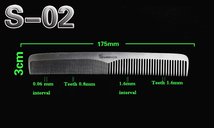 Metal titanium steel comb hair salon set comb strong and rust-free comb Non-slip and wear-resistant: 002