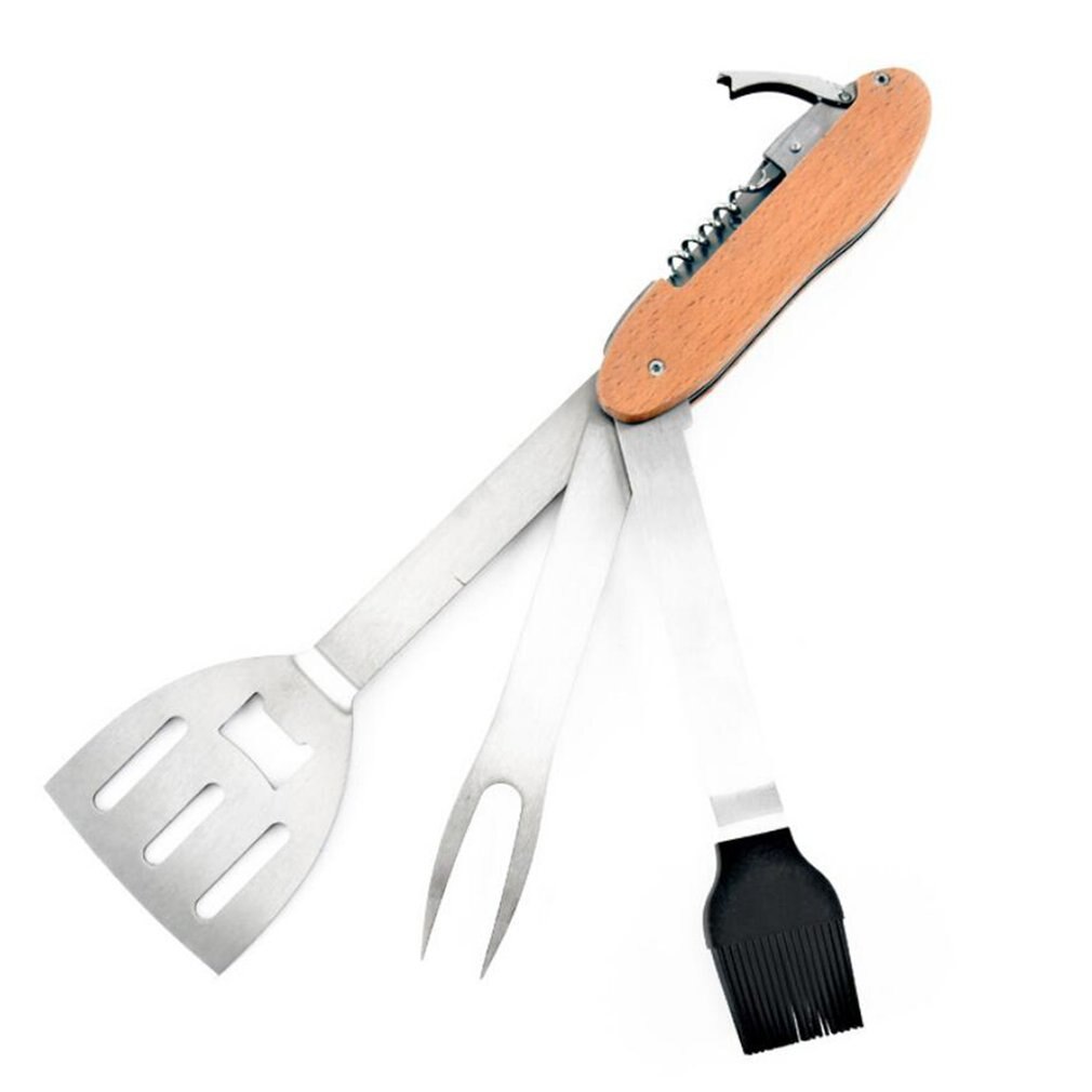 Multifunctional Stainless Steel BBQ Tools 5-in-1 Portable Foldable Detachable Multi-Function Tools Outdoor Barbecue Tool