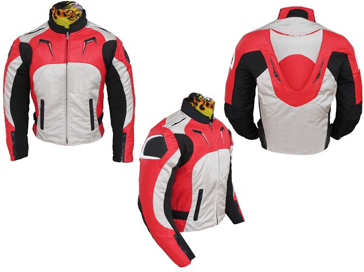 A star Men's Textile Motorcycle Riding Jacket with Protectors with Cotton Lining Black Blue Red Racing Jacket