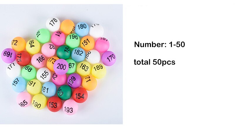 En pakke farvet bordtennis antal bolde 40mm bordtennis underholdning lotteri blandede farver til spil og aktivitet reklame: Bland farve 1-50