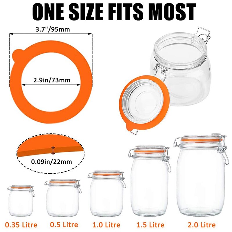 12 Pack Silicone Replacement Gasket, Airtight Rubber Seals Rings for Mason Jar Lids, Leak-Proof Canning Silicone
