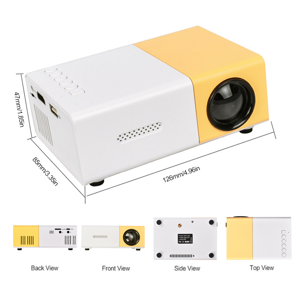 HD 1080P Mini LED Projector 400 Lumen LED Micro Projector HDMI-compatible USB/AV/TF Slots Home Party Meeting Theater Projector