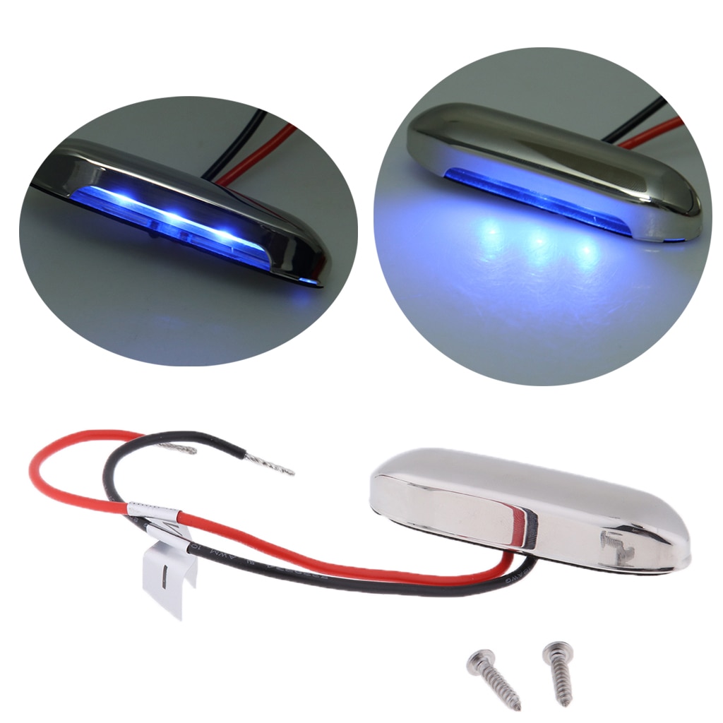 12V Oblong RV bateau bleu LED cour étape escalier lumière en acier inoxydable clair lentille courtoisie plancher vers le bas paysage jardin chemin lumière