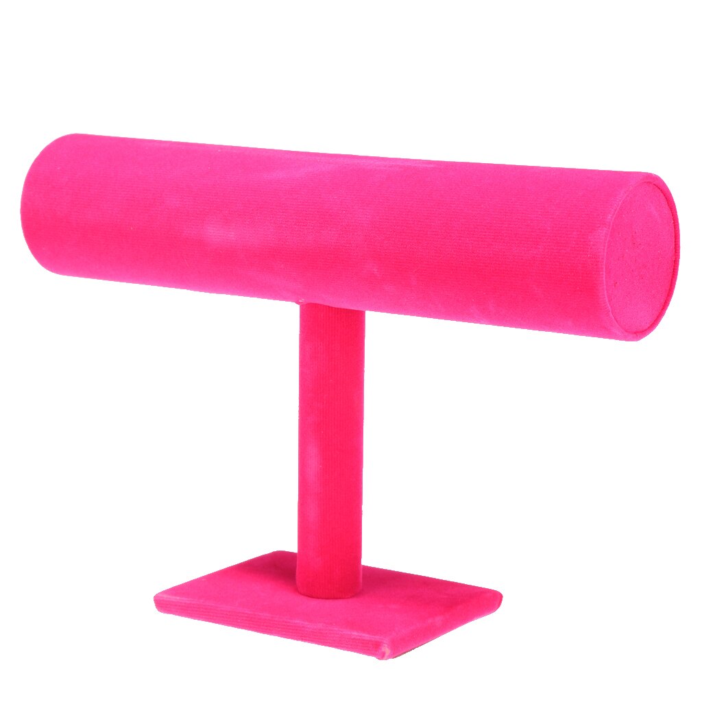 Jewelry Chain Hairband Watch Necklace Bracelet Display Stand Rack Holder T-bar Bracelet Display Stand Holder Watch Display: Hot Pink
