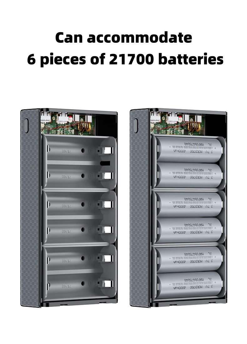 PD100W Schnelllade-Powerbank-DIY-Bausatz, 20 V, 5 A, 6 x 21700 Akku, hochwertig, sicher, kein Lözehn, wiederaufladbar