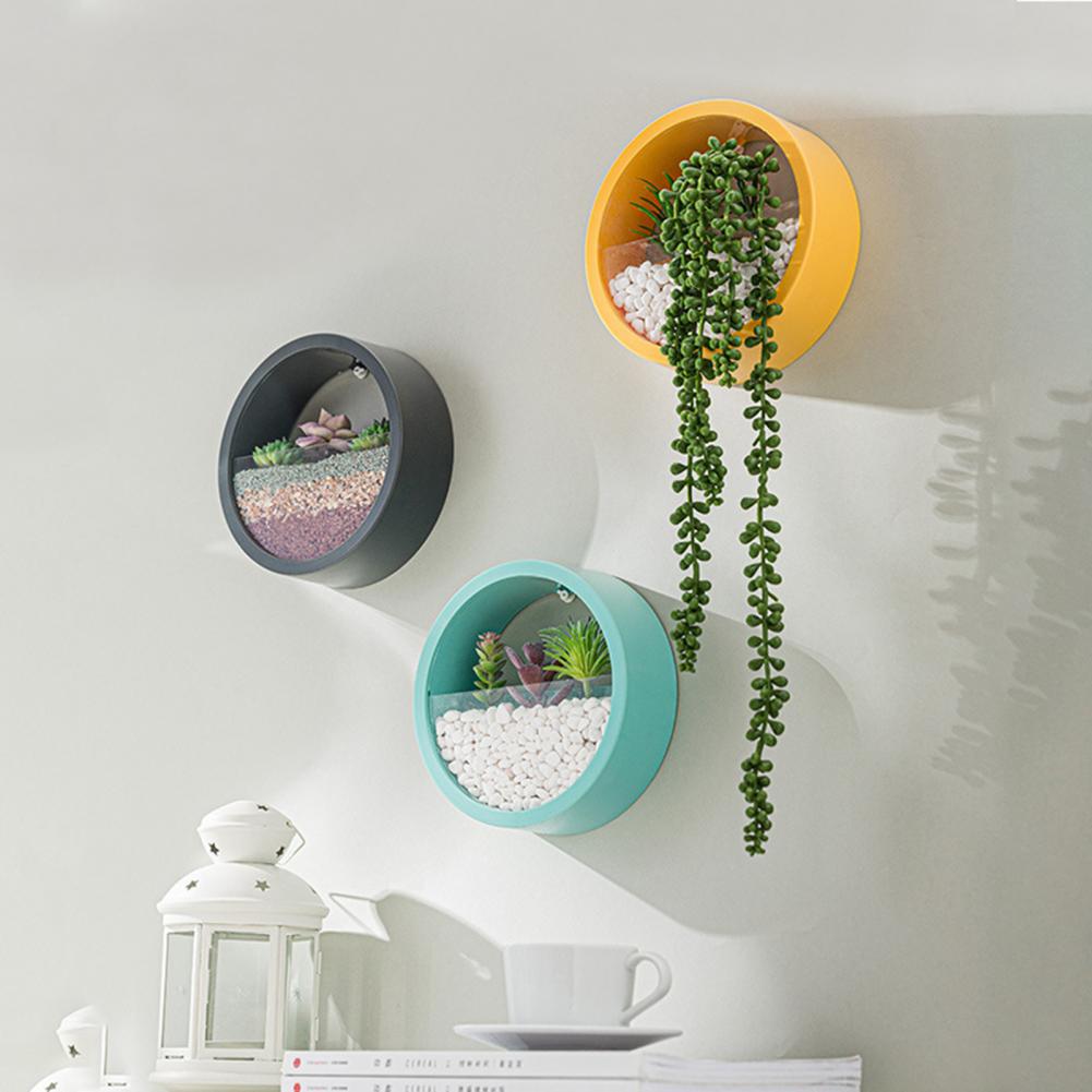 Vase mural rond en fer, pour la maison, salon, Restaurant, panier suspendu, Pot de fleur, décor mural, jardinières de plantes succulentes, Vases en verre d'art