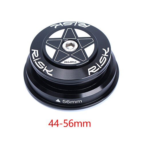 RISK DH-562 Bicycle Headset 44-56/44-55mm Aluminum CNC 1 1/8"-1 1/2" 1.5 Bike Tapered Tube fork Straight Steerer Double Bearing: DH-562 Black
