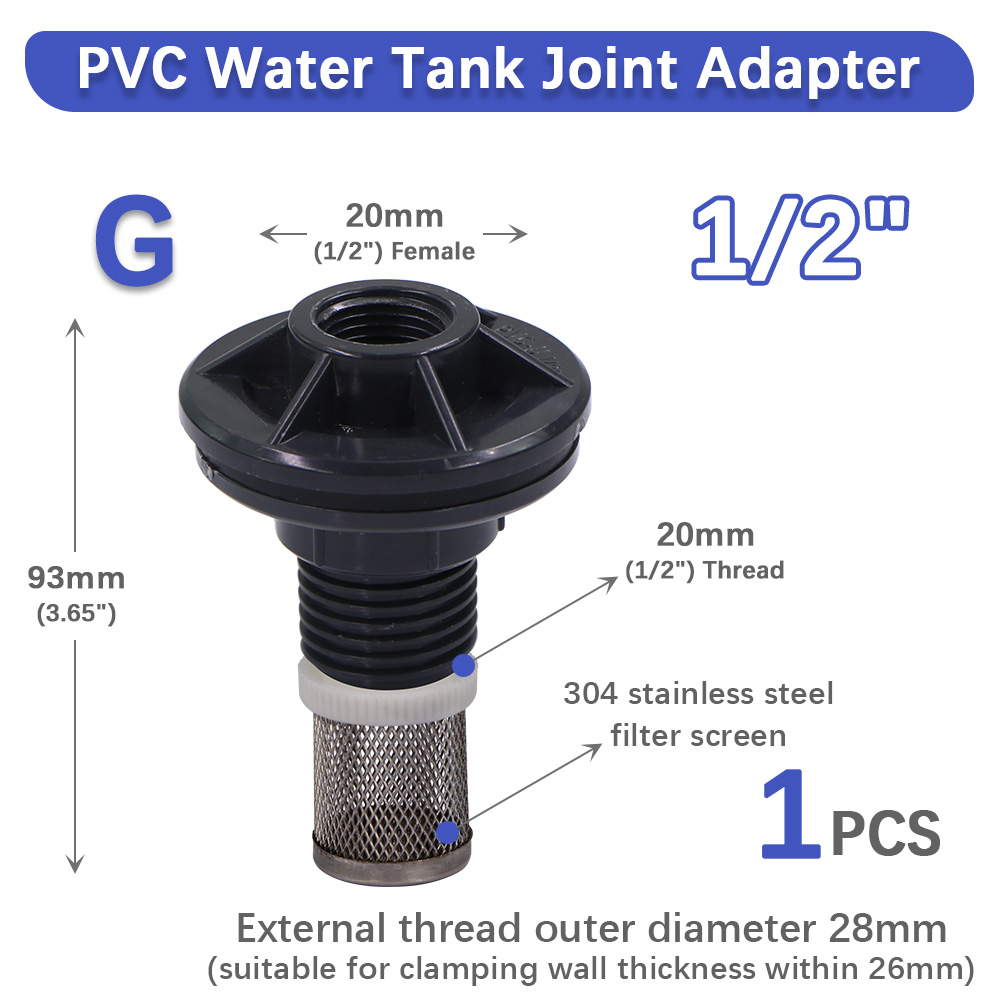 1/2" 3/4" 1" Water Tank Joint 304 Stainless Steel Filter Female Thread Seal Washer Garden Irrigation Aquarium Fish Tank Adapter: Blue