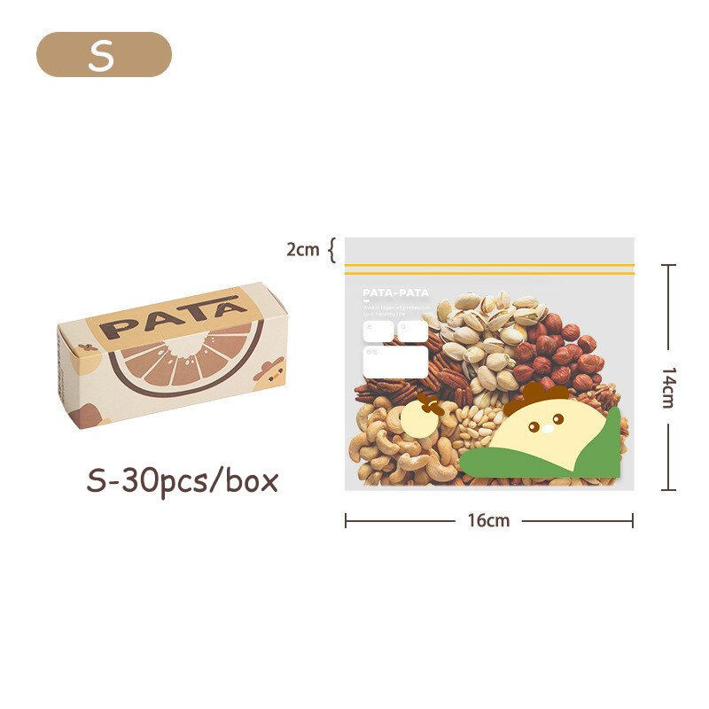 30/20/15pcs Reusable Fresh-keeping Bags Zipper Sealed Bag for Vegetable Fruit Storage Freezing Home Food Bags with Sealing Label: S-30pcs