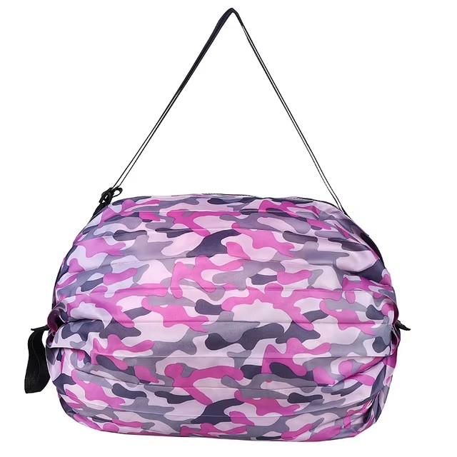 opvouwbare opbergtas Draagbare reiscamouflage Handtassen Grote capaciteit met handvat Japen boodschappentas: Bruin