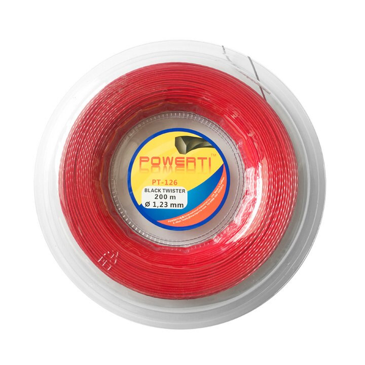 POWERTI twister Torsione 1.23mm Esagono Poliestere Racchetta Da tennis Stringa 200 m Bobina Durevole Sensazione Formazione Stringa PT-126: rosso Twist