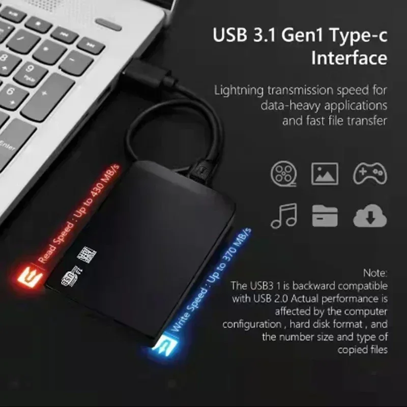 Lenovo Hochgeschwindigkeits-128TB-SSD-USB-3.0-Gehäbenutzen Handy, Mobiltelefon Festplattengehäbenutzen für SSD Externe Speicher-HDD-Kasten Mit USB3.0-Kabel ABS