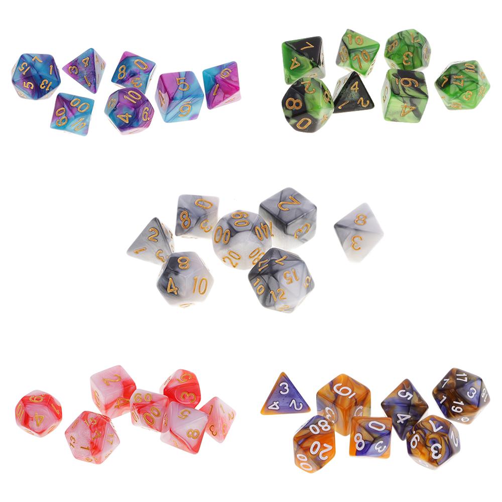 7 Pieces Polyhedral Dice Replacement Party Game Dices Supplies Board Game Dices Toys for DND RPG Board Game