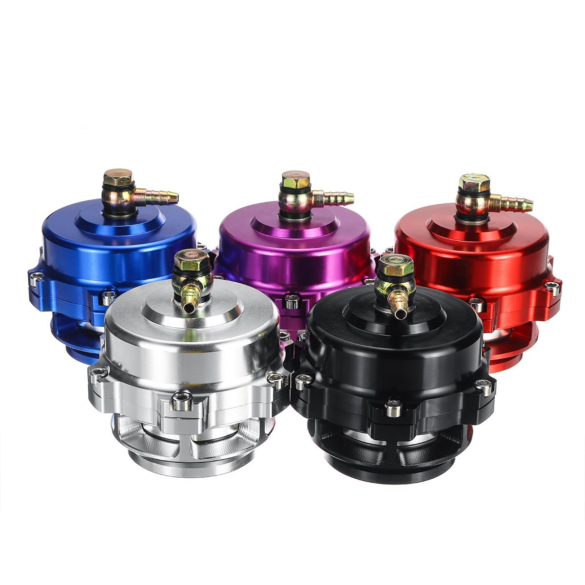 Válvula de descarga Turbo de aleación de aluminio de 50mm de gran , abrazadera de banda en V BOV de ventilación 360, aumento de 35psi con anillo en O de resorte
