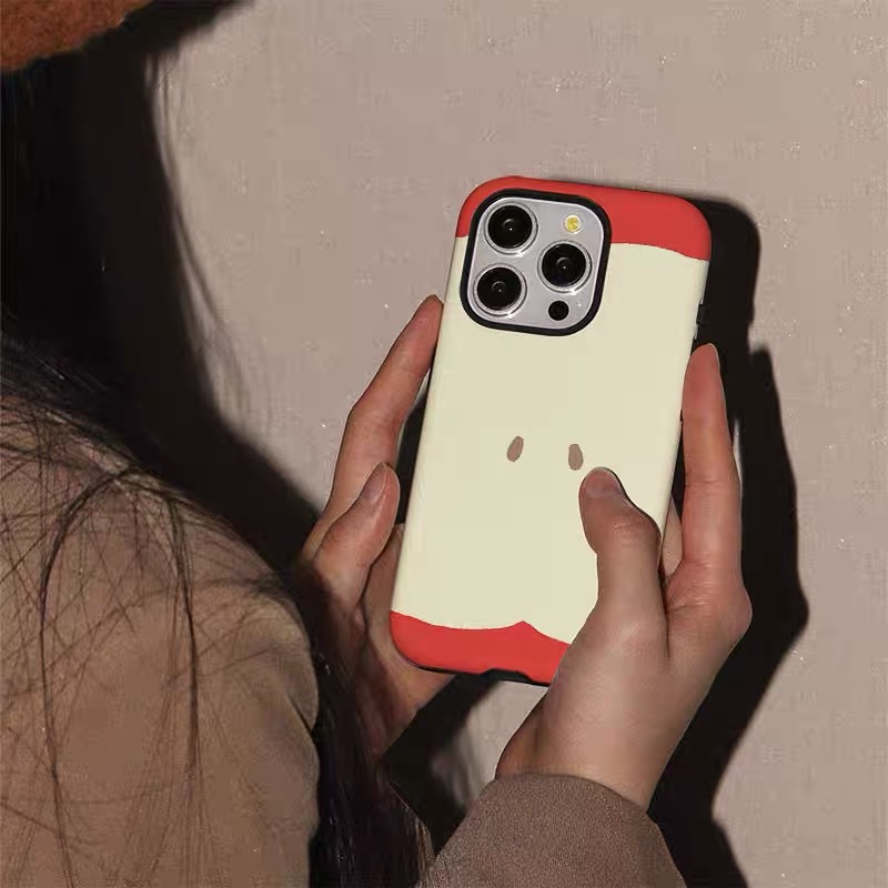 Ins Eenvoudige Apple Core Cartoon Case voor IPHONE 16E 15 14 Pro Max 13 12 Mini 11 Pro XR Acryl TPU Twee in Een Magnetische Telefoon Gevallen