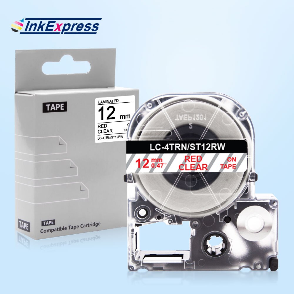 12mm taśma do projektora Epson król Jim SS12KW SC12RW SC12YW SC12BW SC12GW ST12KW taśma z etykietami LC-4WBN wstążki drukarki dla Epson drukarka do etykiet: Red on Clear