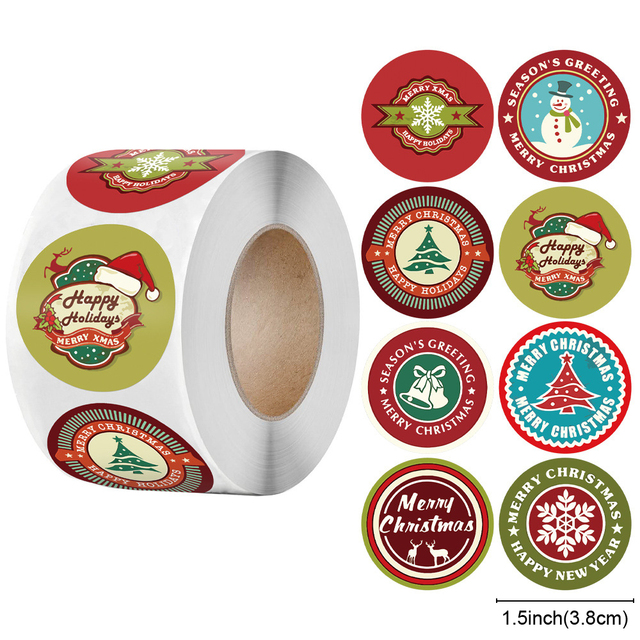 Julfest klistermärke söta klistermärken dekorativt förseglings klistermärke god jul bakning klistermärke kuvert scrapbook klistermärke: C 38mm 500 st
