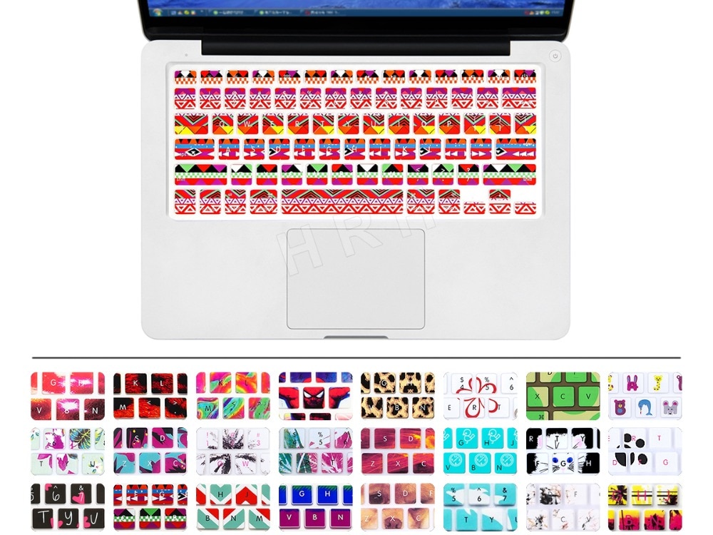 Für Apfel Mac Macbook Profi 13 15 17 Luft 13 Retina 13 UNS Layout Silikon Blume Aufkleber Regenbogen Tastatur Abdeckung tastatur Haut Schutz