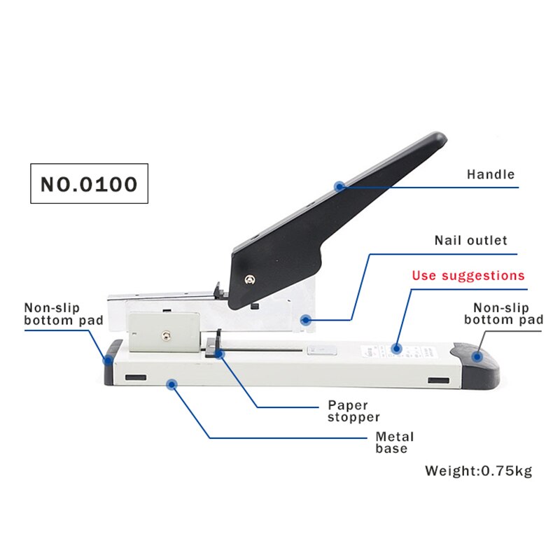 Huapuda 0100 &amp; 0240 Metal Heavy Duty Stapler Large Capacity Paper Binding/Stapling Stapler Office Manual Stapler/Staple/Nailer