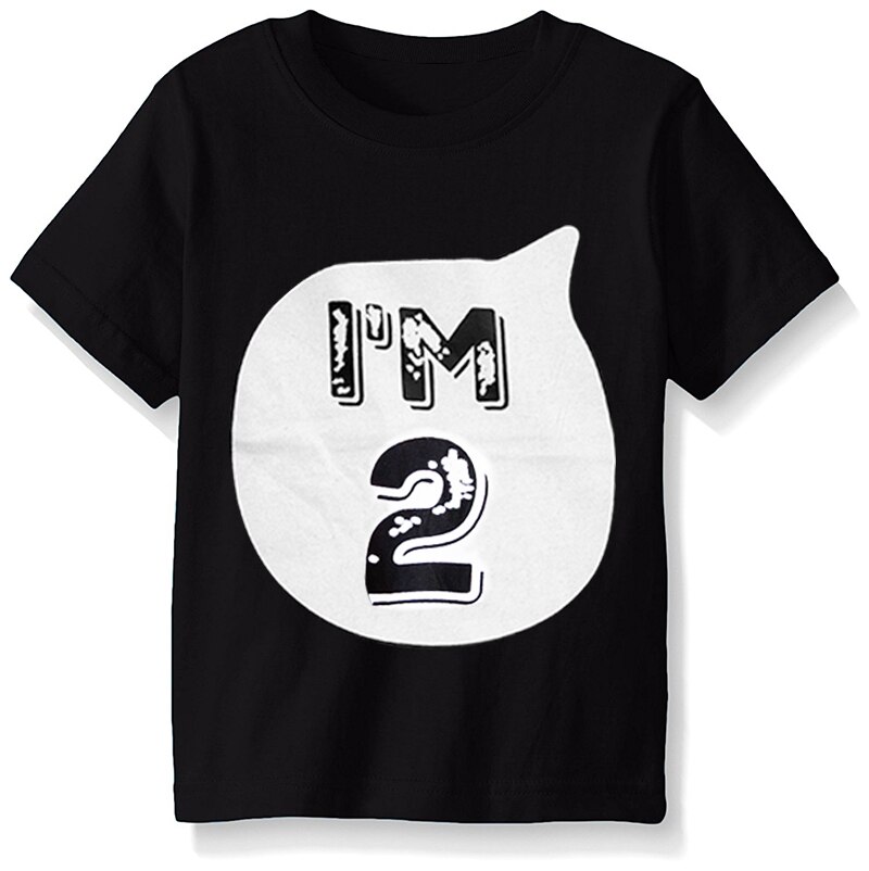 Nebworn Baby 1 2 Jaar Verjaardag T-Shirts Wit Zwart Party Wear Meisjes Jongens Tops Baby Shirt Tees voor Meisjes bebes Kleding: Black 2