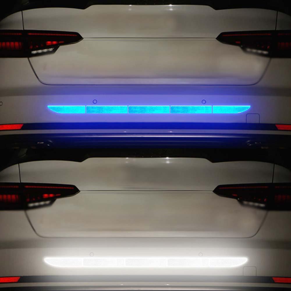 5 stk / sæt bil reflekterende klistermærke advarselsstrimmel nano tape til automatisk bagagerumskørsel sikkerhed mod kollision bil-styling advarselsmærkat