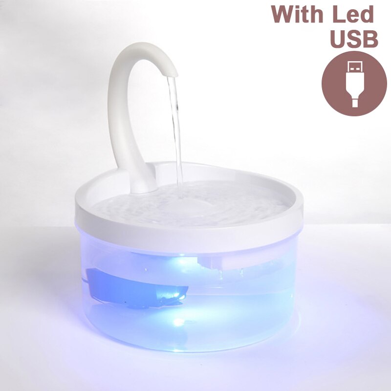 Intelligent Cat Drinking Water Fountain USB Automatic Circulating Water Dispenser Drinking Fountain With Sensor Indoor Fountains: A-with led