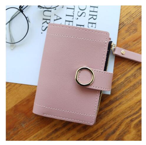 Portefeuille court femme de boucle pu cuir carte de crédit sac petite femme multi-carte offre spéciale pochette portefeuille: Deep pink