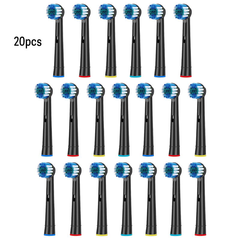 20 stuks zwarte vervangende opzetborstels voor oral-b  d12 d16 d100 elektrische tandenborstels (advanced power pro health).
