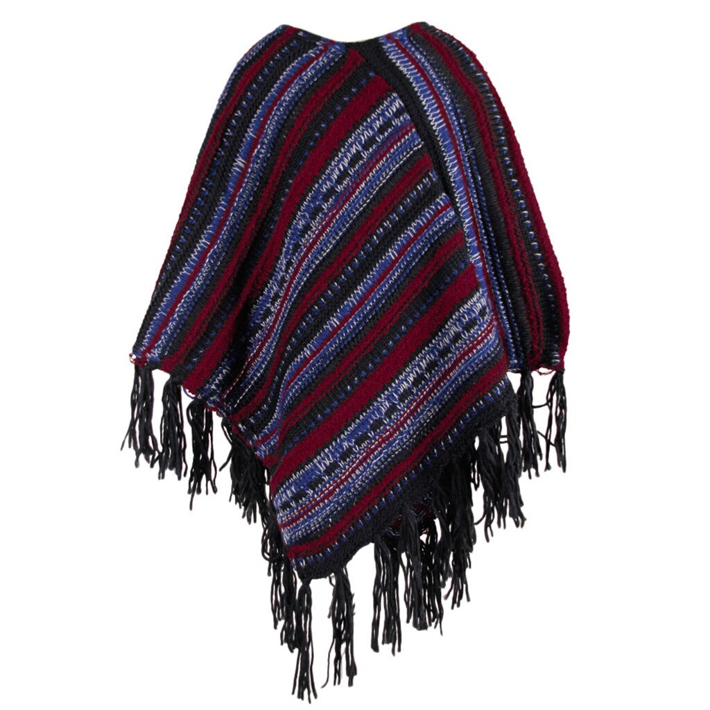 Pull femmes pull hiver tricoté cachemire Poncho Capes châle Cardigans manteau décontracté Casaco Feminino Sueter Mujer Invierno: Rouge