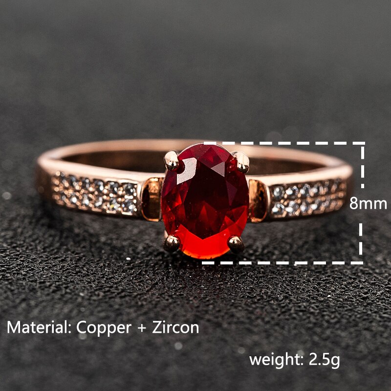 Romantische Rose Gold Oval bilden verrotten Stein Hochzeit Engagement Ringe Kupfer Ringe Für Frauen Band Spezielle Jahrestag Schmuck