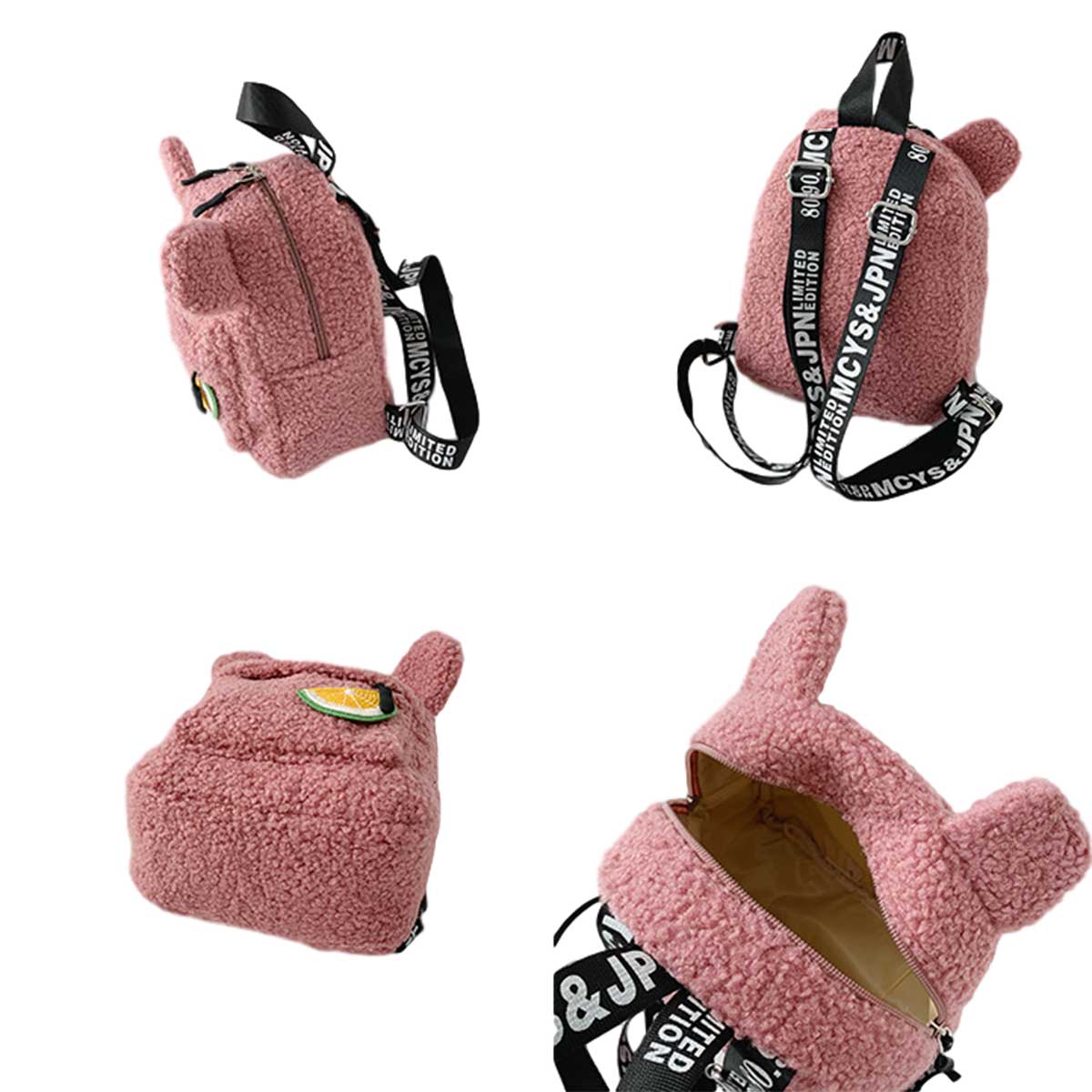 Toddler Boys Girls Plush Backpack Cute School Bag Lightweight Daypack with Animal Ears Fruit Pattern