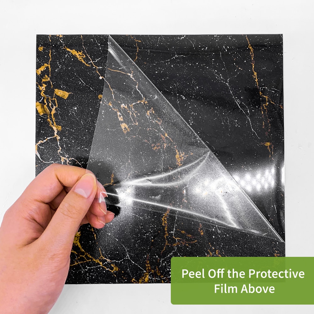Funlife® strålende ™ 15/20cm svart og måke marmor fliser klistremerke vanntett pvc diy vegg klistremerke til baderoms kjøkken innredning