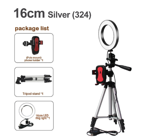 26CM LED Ring Light Photography Kit Photo Studio Camera Light Makeup Video live Selfie Fill Lamp with Phone Clip Holder Tripod: 16A
