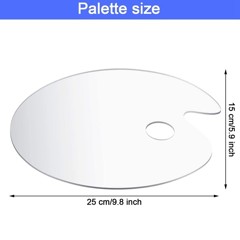 2Pcs Acrylic Paint Palette Ellipse/Rectangle Non-Stick Art Palette Clear Painting Palette for DIY Art Craft Painting