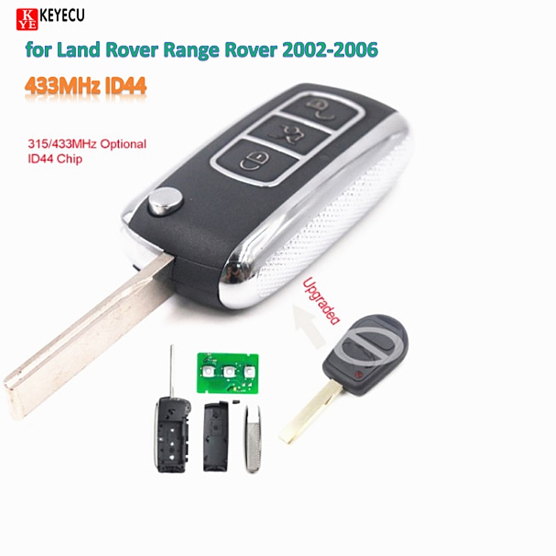 KeyecuFree Programming Upgraded Remote Car Key Fob 315/433MHz ID44 Chip for Land Rover Range Rover 2002-2006 /Sport 2006