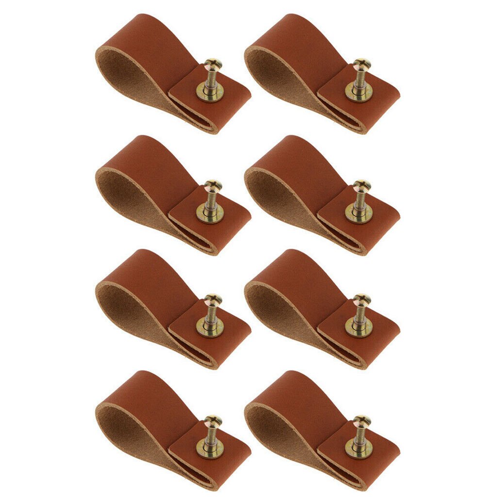 Tiradores de armario de cuero hechos a mano, estilo europeo, minimalistas, suaves, para cocina, cajón de almacenamiento, muebles, Asa DIY, 8 Uds.