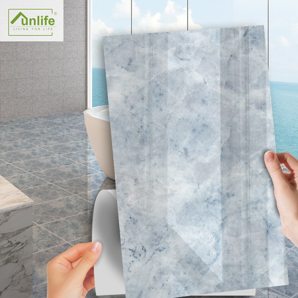 Funlife[R] NOUVELLE MAISON SERIES[TM] 30x60cm Sky Blue Marble Waterproof PVC DIY Floor Sticker For Tile Kitchen Bathroom Decor: 30x60cmx1pc(sample)