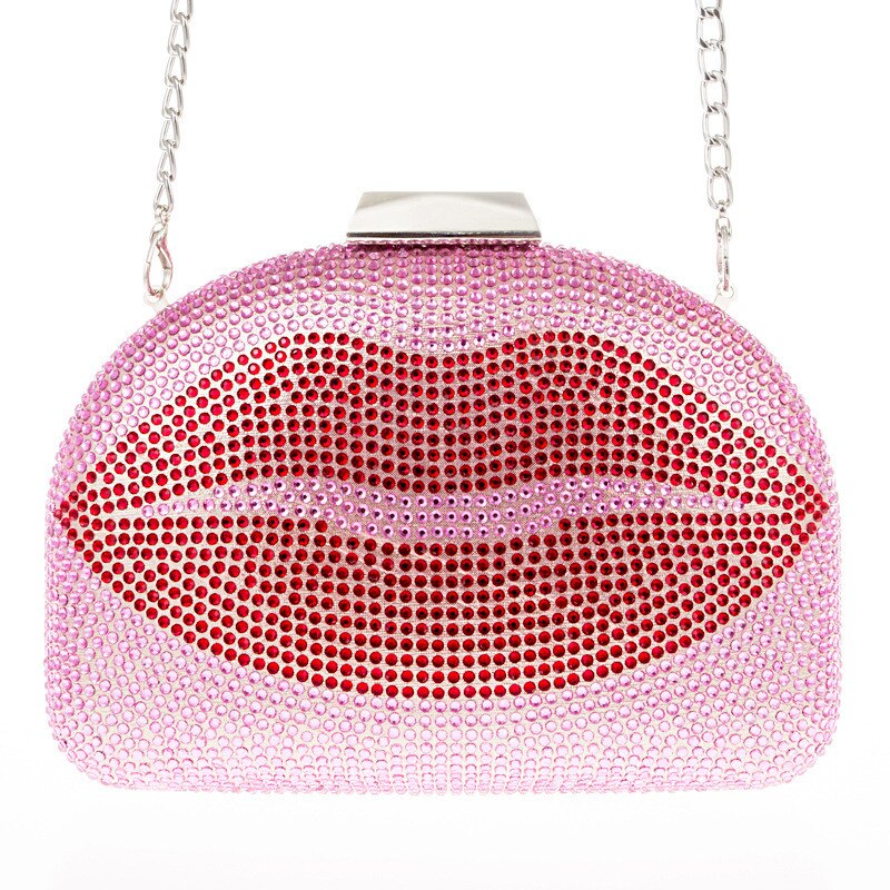 Diamant Avond Clutch Bags Bling Lip Bruiloft Portefeuilles Met Ketting Keten Cross Body Bags MN1647