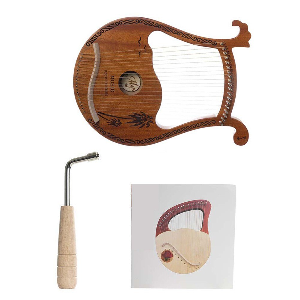 19 Snaren Lier Harp Houten Mahonie Muziek Instrument Met Stemsleutel Piano Harp Metalen Snaren Massief Houten Body