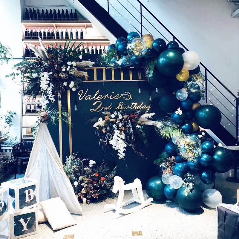 30 Uds 15 juegos perla de doble capa Globo Verde frijol verde lima verde turquesa globo de látex decoración de la de cumpleaños de la boda