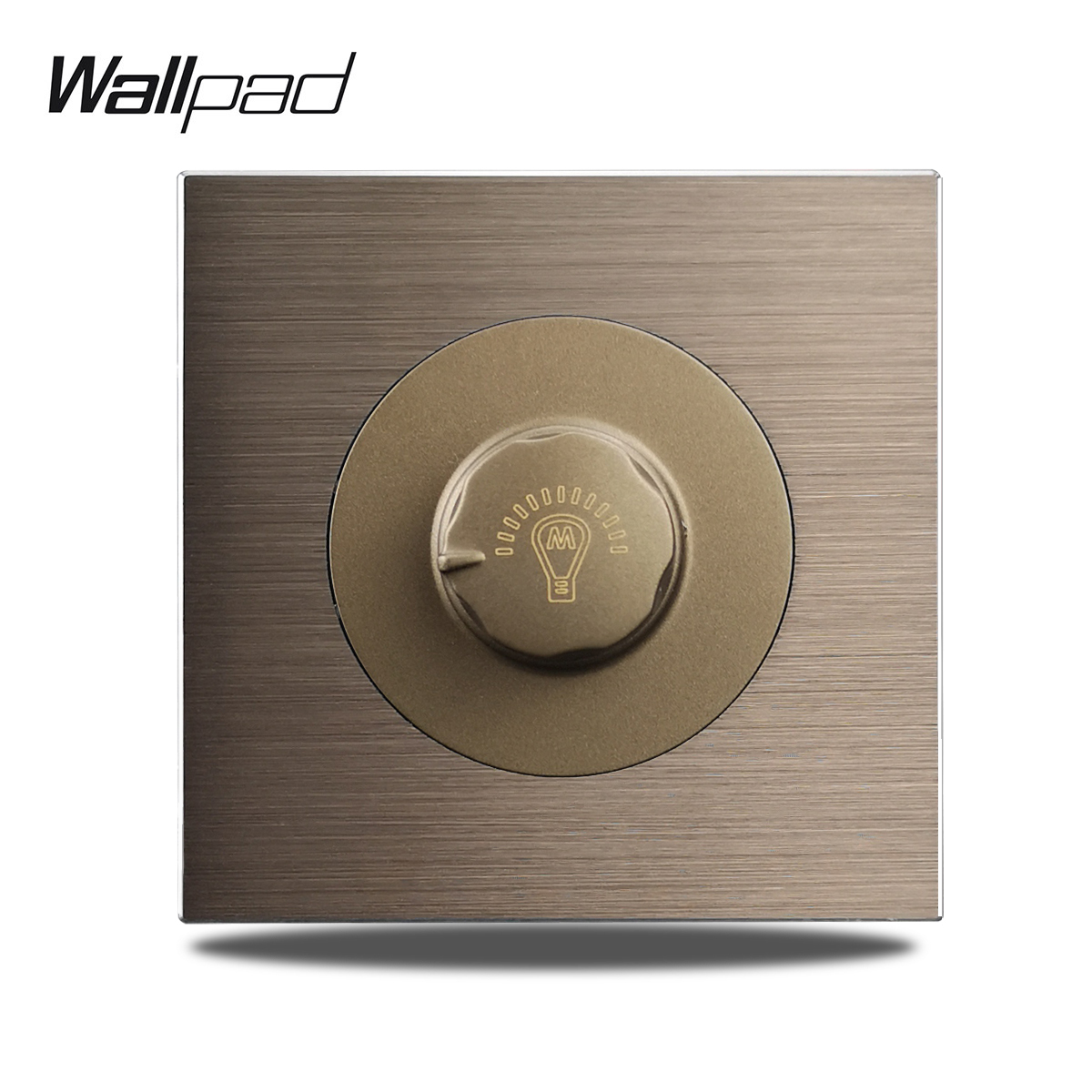 Bruine Wandschakelaar Met Ronde Led-Lichtknop 1 2 3 4 Bende Lichtschakelaar Geborsteld Aluminium Metalen Paneel, L6 Serie